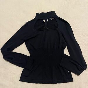 BCBGMaxAzria Black Keyhole Top